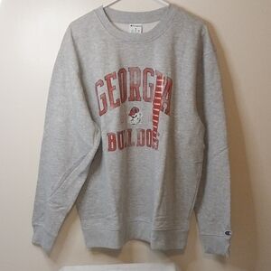 Champion Mens XL Gray Crewneck Sweatshirt with Red Georgia Bulldogs Graphic
